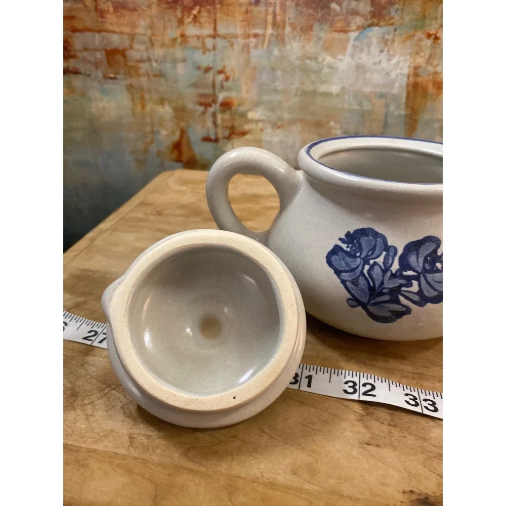 Pfaltzgraff Blue Floral‎ Stoneware Teapot Small Individual Salt Glaze Pottery